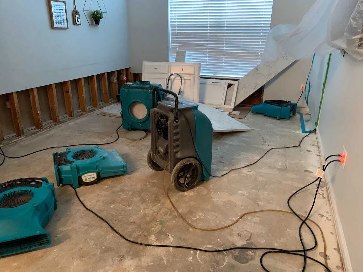 Dehumidifier in flood-cut room for Water Damage Restoration in Wichita